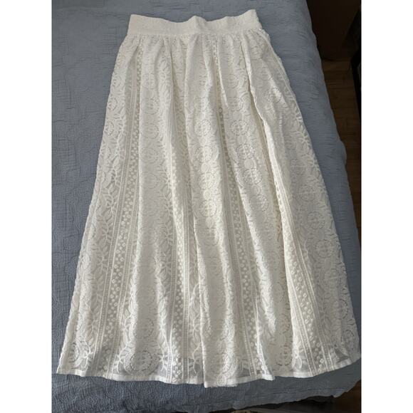 NWT La Maille Sezane Eugenie in Ecru White Embroidered Midi Skirt Sz Fr 36 US 4 - Picture 4 of 9